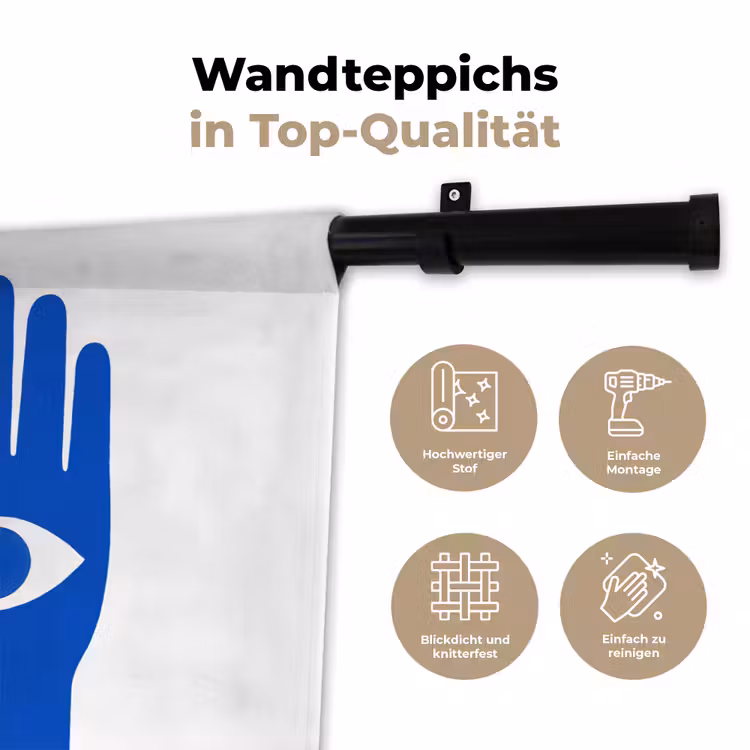 Handen - Twee - Ogen - Blauw Wandkleed katoen klein -tsfeer2_DE