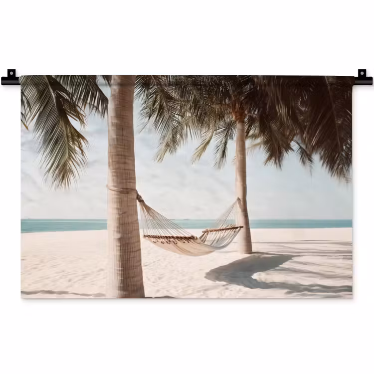 Hangmat - Palmbomen - Strand - Zee Wandkleed katoen klein -zz3d
