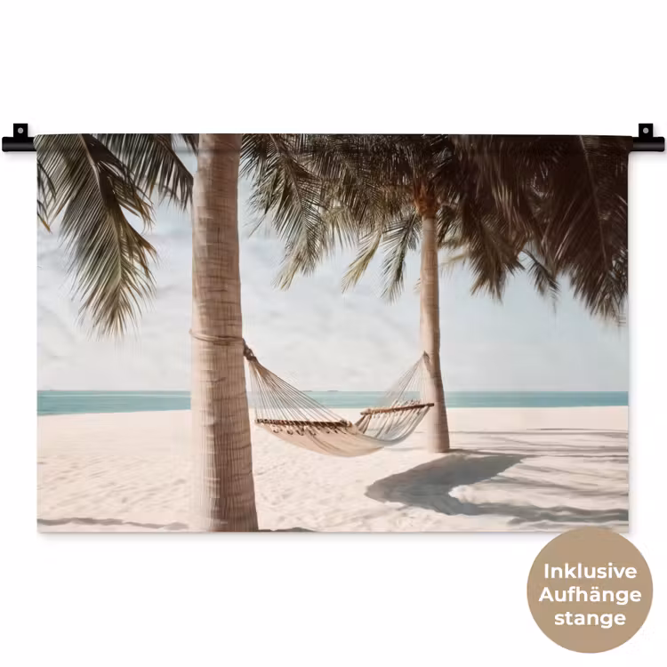Hangmat - Palmbomen - Strand - Zee Wandkleed katoen klein -t3d_DE