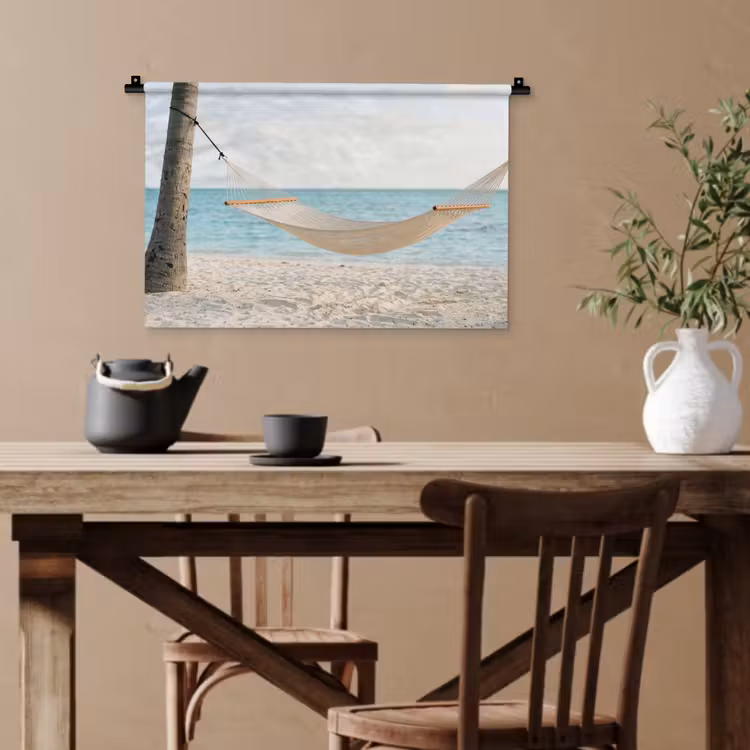Hangmat - Strand - Wit Wandkleed katoen klein -sfeer6