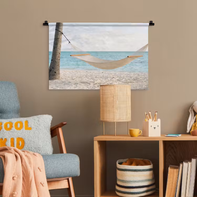 Hangmat - Strand - Wit Wandkleed katoen klein -wsfeer4_kind