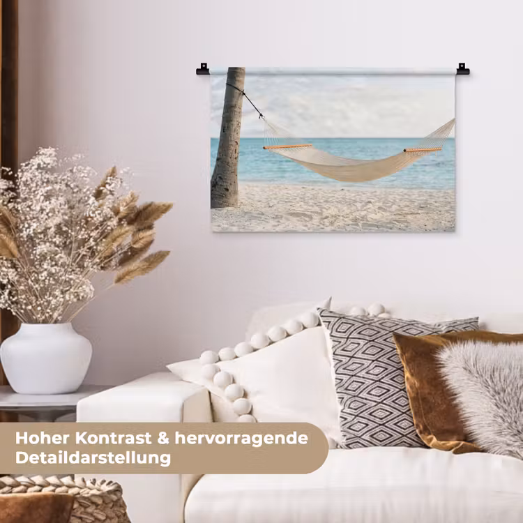 Hangmat - Strand - Wit Wandkleed katoen klein -tsfeer1_DE