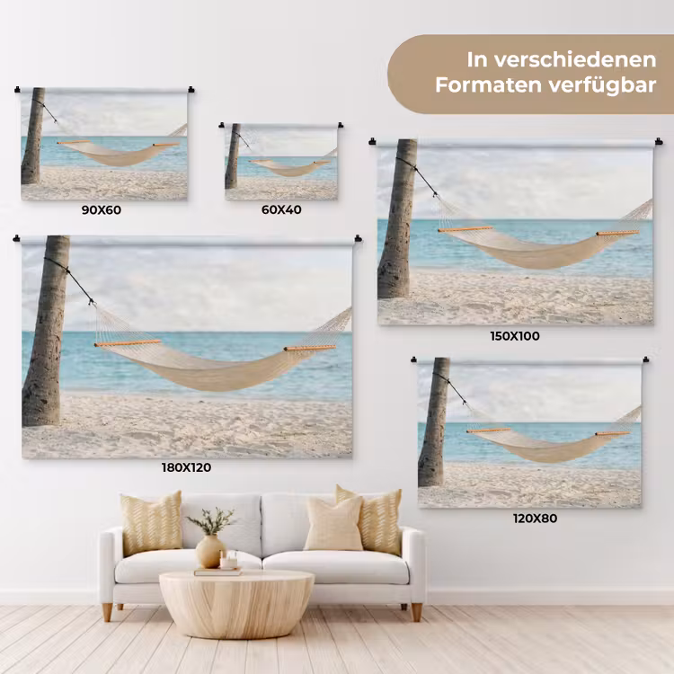 Hangmat - Strand - Wit Wandkleed katoen klein -tsfeer8_DE
