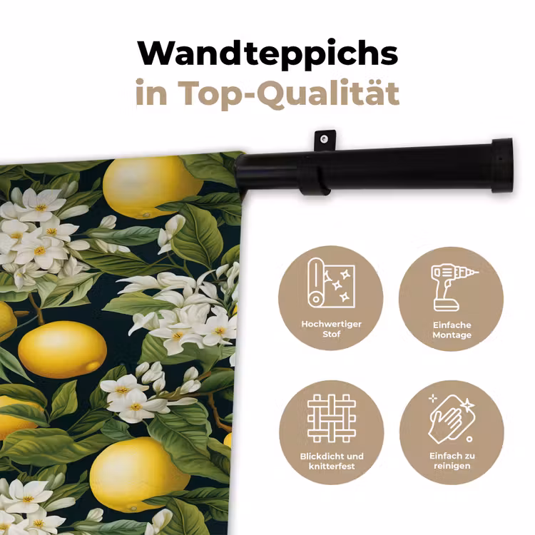 Hangende - Citroenen - Witte - Bloemetjes Wandkleed katoen klein 269 -tsfeer2_DE