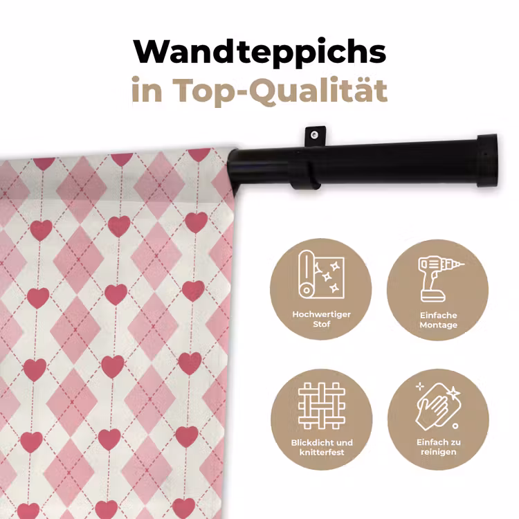 Ruiten - Klassiek - Roze - Wit Wandkleed katoen klein 269 -tsfeer2_DE