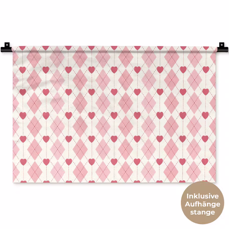 Ruiten - Klassiek - Roze - Wit Wandkleed katoen klein 269 -t3d_DE