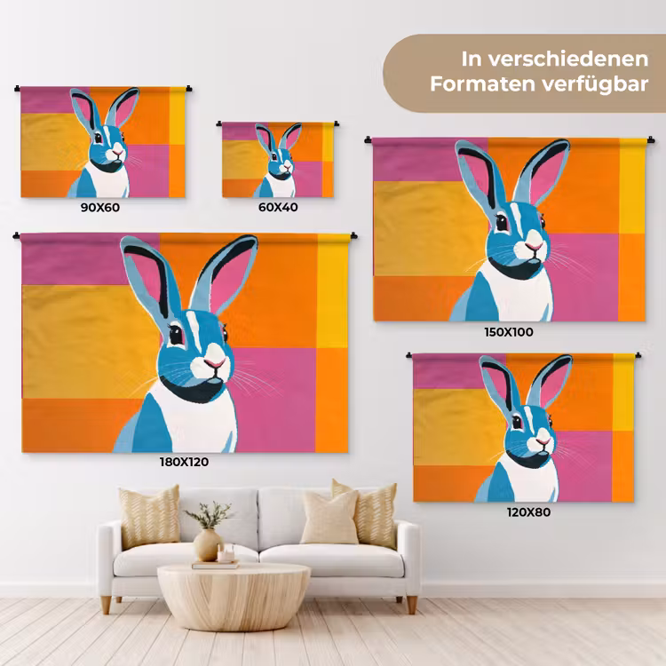 Haas - Kleurvakken - Oren - Roze Wandkleed katoen klein -tsfeer8_DE