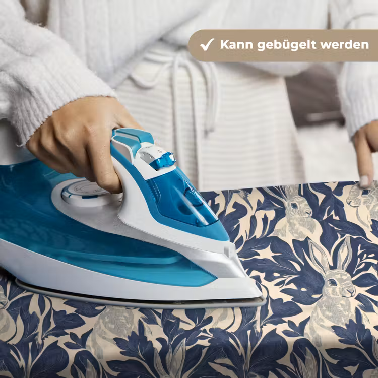 Hazen - Bladeren - Patroon - Blauw - Beige Wandkleed katoen klein 269 -tsfeer9_DE