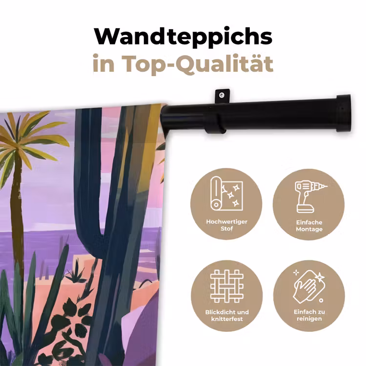 Huizen - Minimalistisch - Palmbomen - Kust Wandkleed katoen klein -tsfeer2_DE