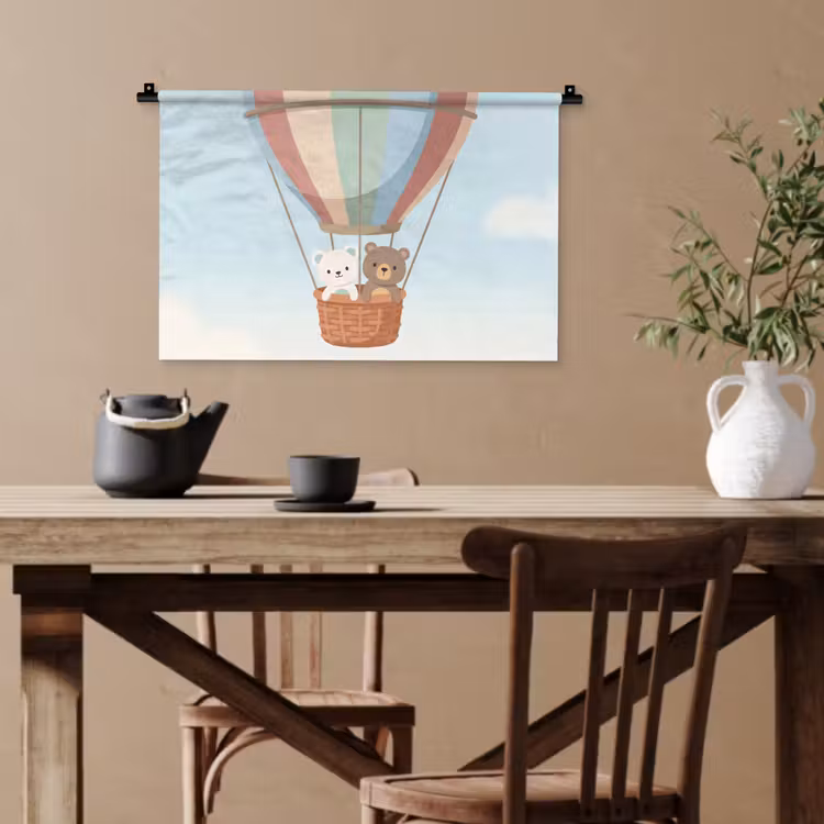 Luchtballon - Beren - Pastel Wandkleed katoen klein -sfeer6