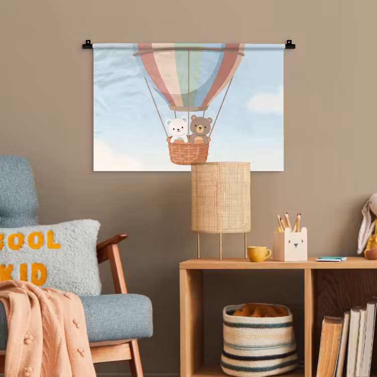 Luchtballon - Beren - Pastel Wandkleed katoen klein -wsfeer4_kind