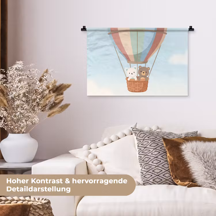 Luchtballon - Beren - Pastel Wandkleed katoen klein -tsfeer1_DE