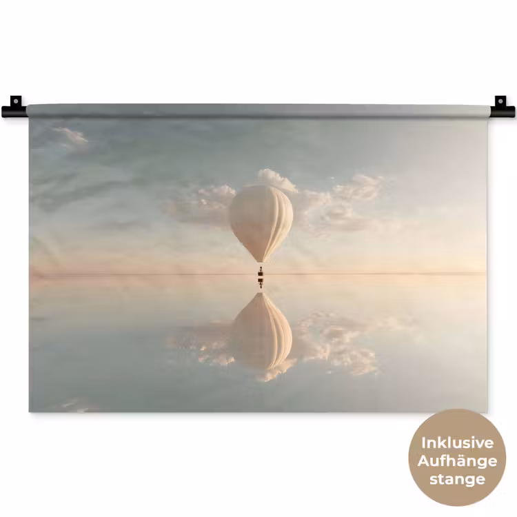Luchtballon - Wolken - Water - Blauw Wandkleed katoen klein -t3d_DE