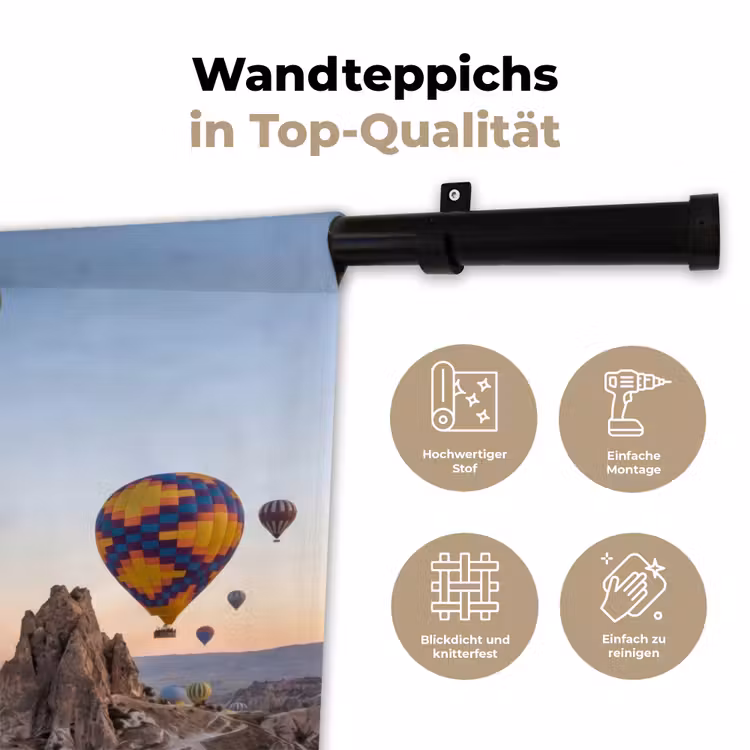 Luchtballonnen - Rotsen - Zonsopgang Wandkleed katoen klein -tsfeer2_DE
