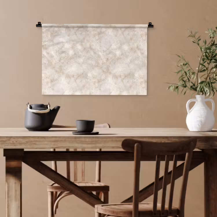 Lichtbeige - Goudbruine Nerven - Marmer Wandkleed katoen klein 269 -sfeer6