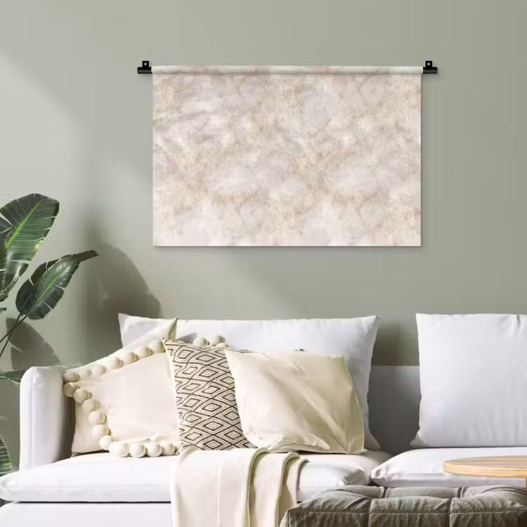 Lichtbeige - Goudbruine Nerven - Marmer Wandkleed katoen klein 269 -sfeer7