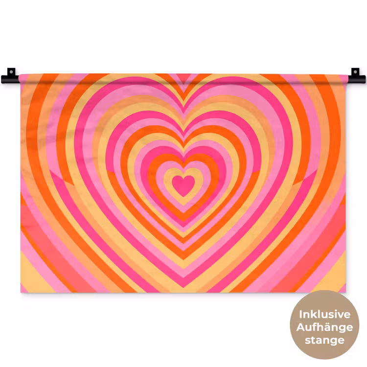 Hart - Concentrisch - Abstract - Liefde - Kleurrijk Wandkleed katoen klein -t3d_DE