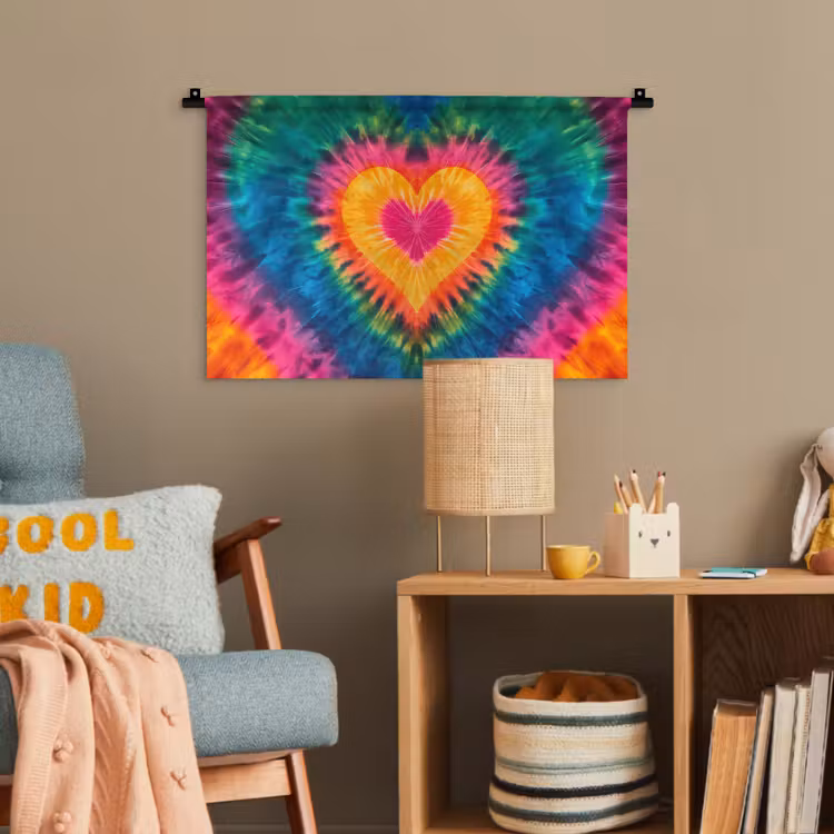 Hart - Tie Dye - Kleurrijk Wandkleed katoen klein -wsfeer4_kind