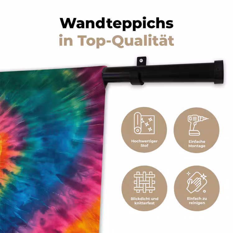 Hart - Tie Dye - Kleurrijk Wandkleed katoen klein -tsfeer2_DE