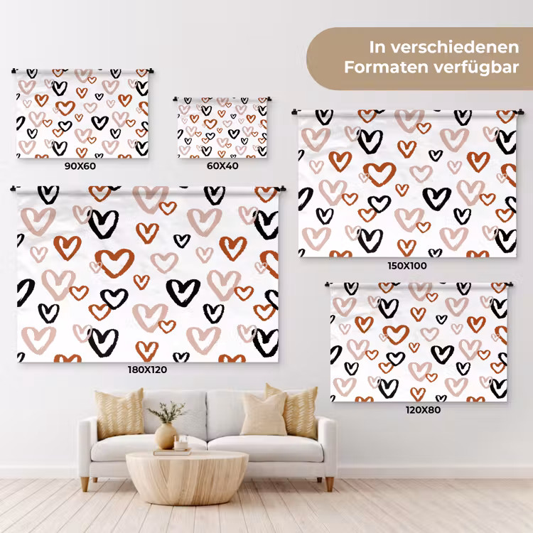 Hart - Patroon - Terracotta Wandkleed katoen klein 269 -tsfeer8_DE