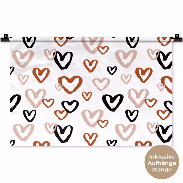 Hart - Patroon - Terracotta Wandkleed katoen klein 269 -t3d_DE