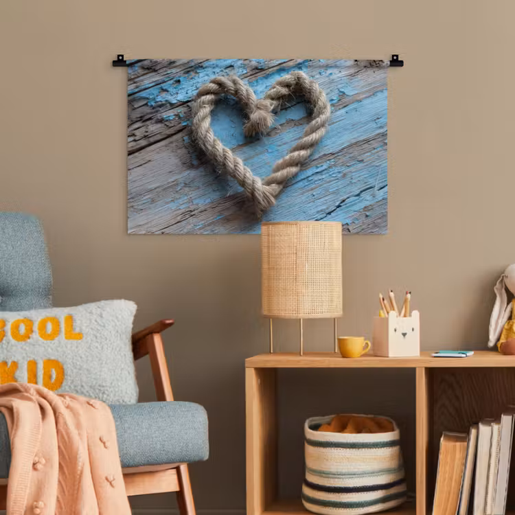 Hart - Touw - Hout - Rustiek Wandkleed katoen klein -wsfeer4_kind