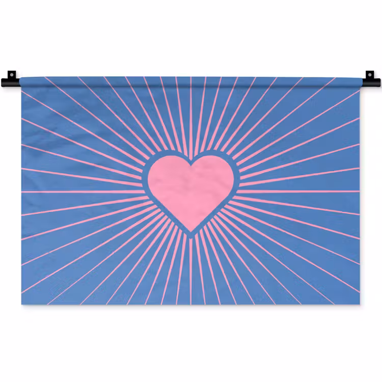 Hart - Stralen - Liefde - Modern - Roze Wandkleed katoen klein -zz3d