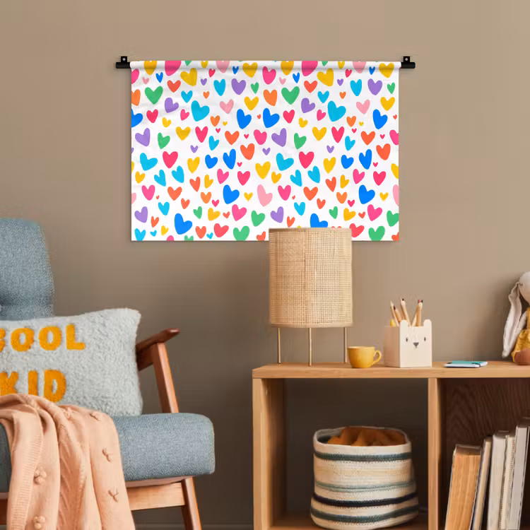 Hartjes - Kleurrijk - Patroon - Levendig Wandkleed katoen klein -wsfeer4_kind