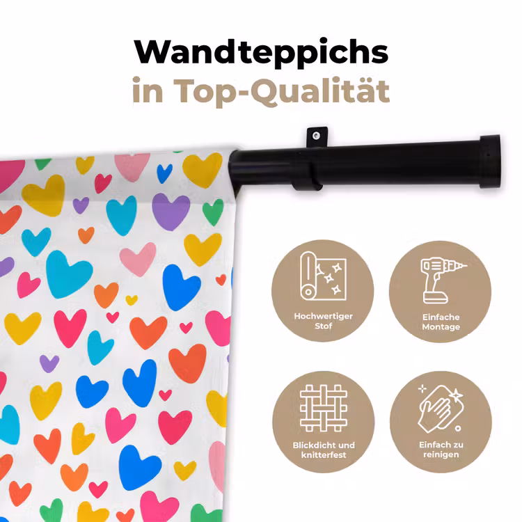 Hartjes - Kleurrijk - Patroon - Levendig Wandkleed katoen klein -tsfeer2_DE