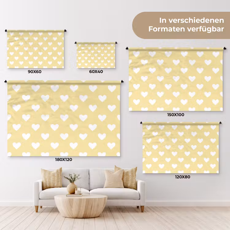 Hartjes - Patroon - Geel Wandkleed katoen klein 269 -tsfeer8_DE