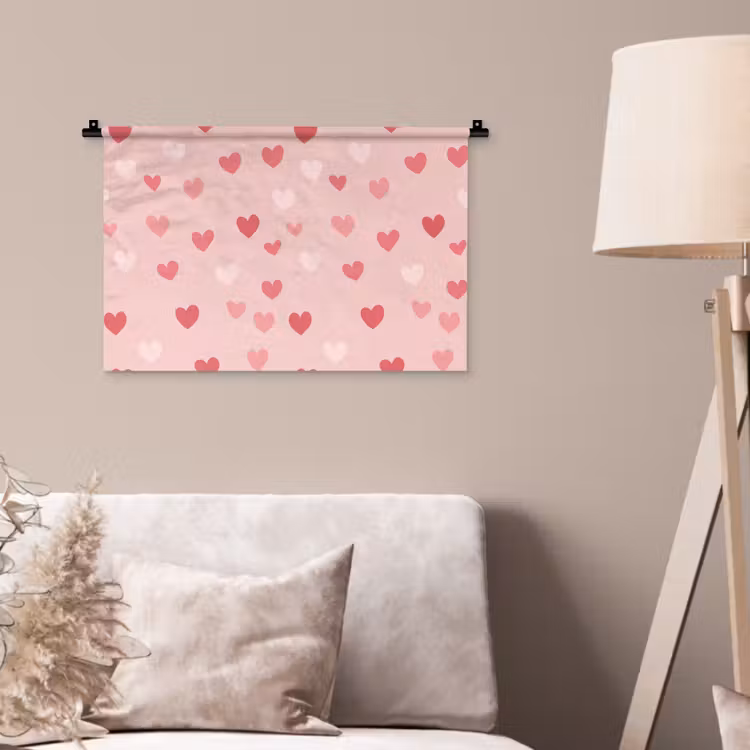 Hartjes - Patroon - Roze - Eenvoudig Wandkleed katoen klein -sfeer4