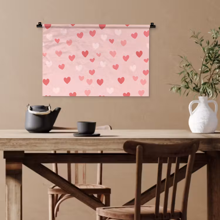 Hartjes - Patroon - Roze - Eenvoudig Wandkleed katoen klein -sfeer6