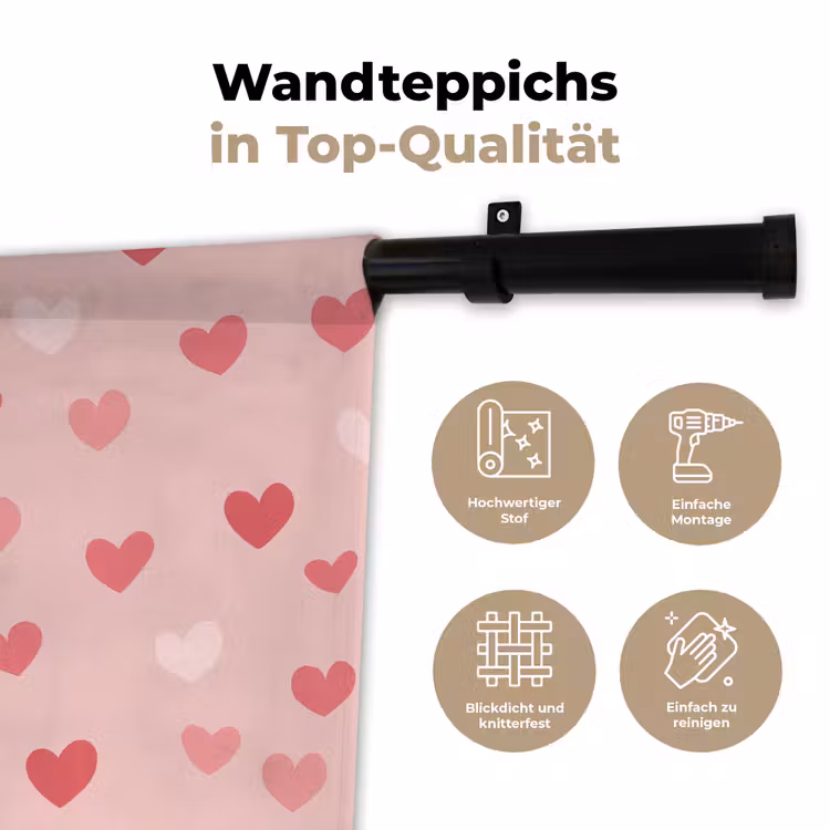 Hartjes - Patroon - Roze - Eenvoudig Wandkleed katoen klein -tsfeer2_DE