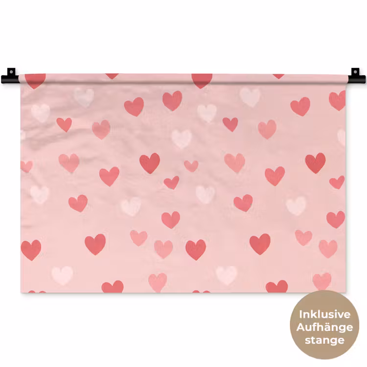 Hartjes - Patroon - Roze - Eenvoudig Wandkleed katoen klein -t3d_DE