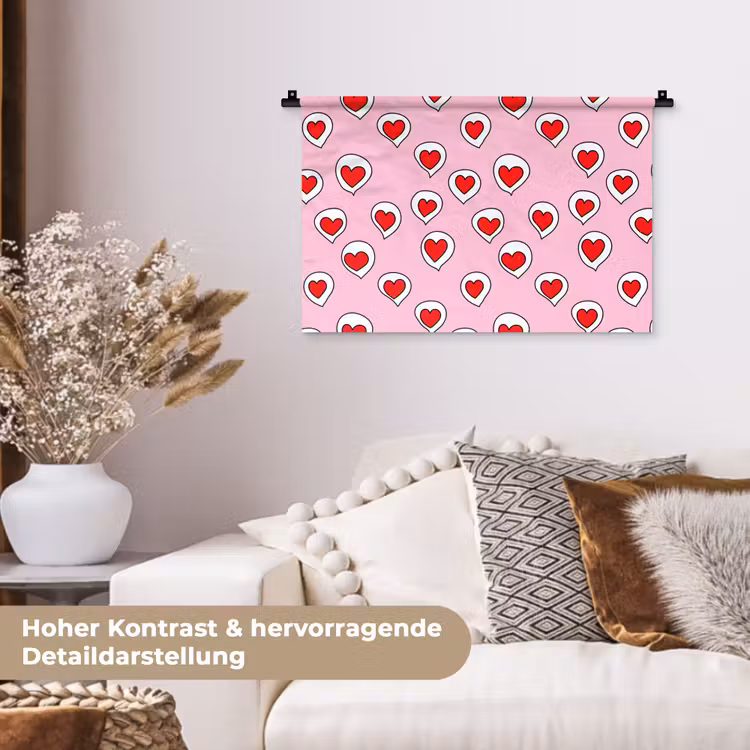 Hartjes - Patroon - Rood Wandkleed katoen klein 269 -tsfeer1_DE