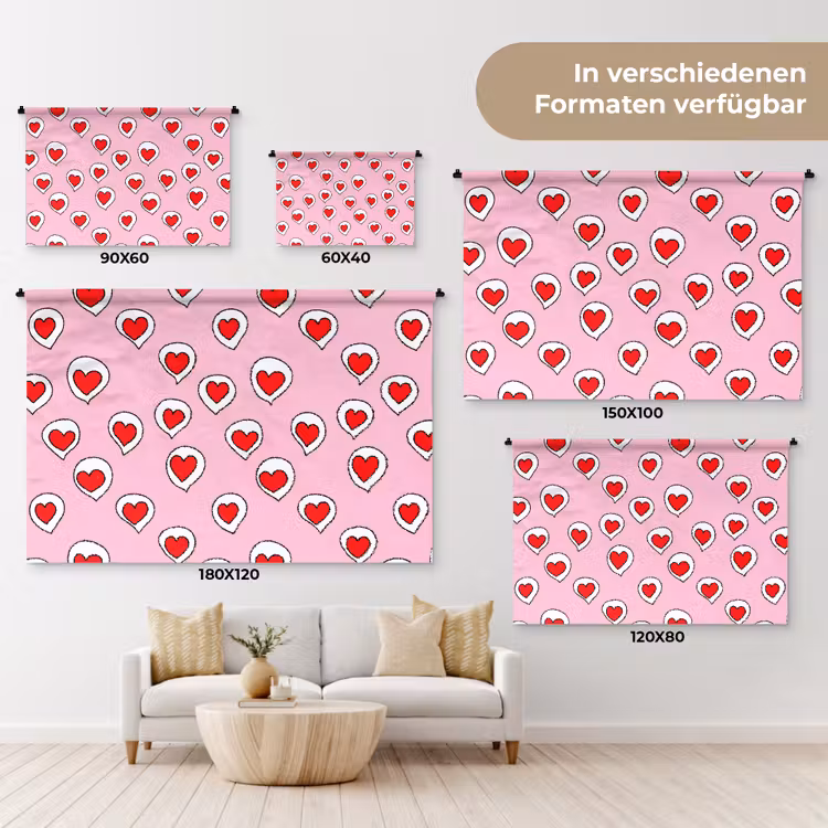 Hartjes - Patroon - Rood Wandkleed katoen klein 269 -tsfeer8_DE