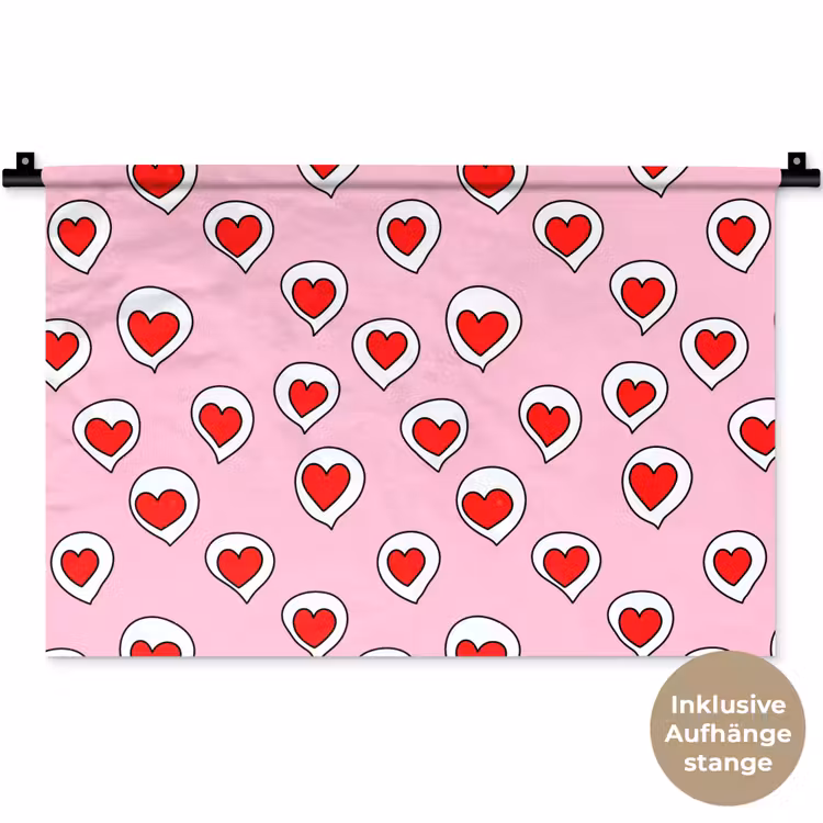 Hartjes - Patroon - Rood Wandkleed katoen klein 269 -t3d_DE