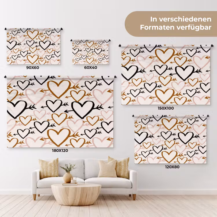 Hartjes - Pijl - Patroon - Terracotta Wandkleed katoen klein 269 -tsfeer8_DE