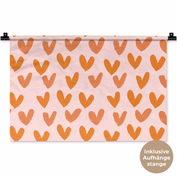 Hartjes - Getekend - Oranje Wandkleed katoen klein 269 -t3d_DE