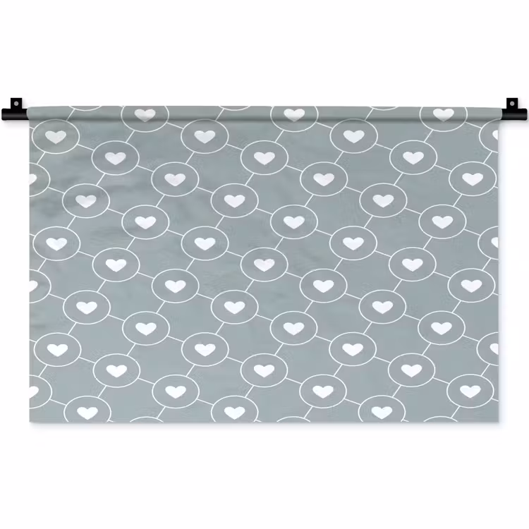 Hartjes - Wit - Rond - Patroon Wandkleed katoen klein 269 -zz3d