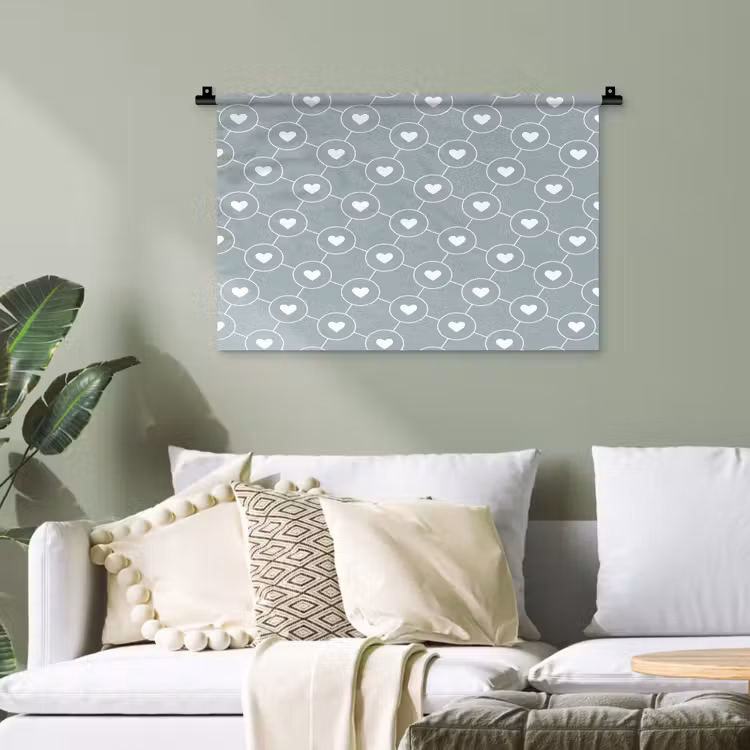 Hartjes - Wit - Rond - Patroon Wandkleed katoen klein 269 -sfeer7