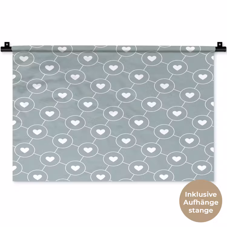 Hartjes - Wit - Rond - Patroon Wandkleed katoen klein 269 -t3d_DE