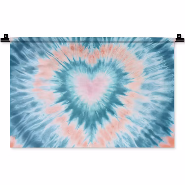 Hartvormig - Tie dye - Pasteltinten - Lichtgroen Wandkleed katoen klein -zz3d