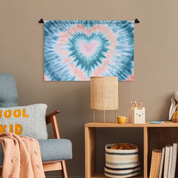 Hartvormig - Tie dye - Pasteltinten - Lichtgroen Wandkleed katoen klein -wsfeer4_kind