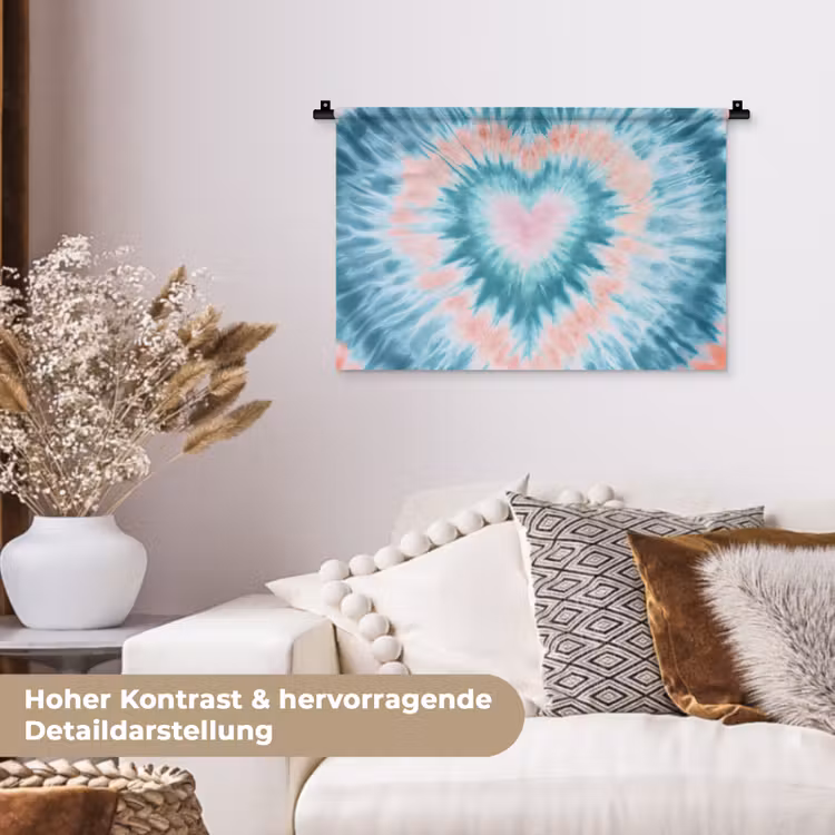 Hartvormig - Tie dye - Pasteltinten - Lichtgroen Wandkleed katoen klein -tsfeer1_DE