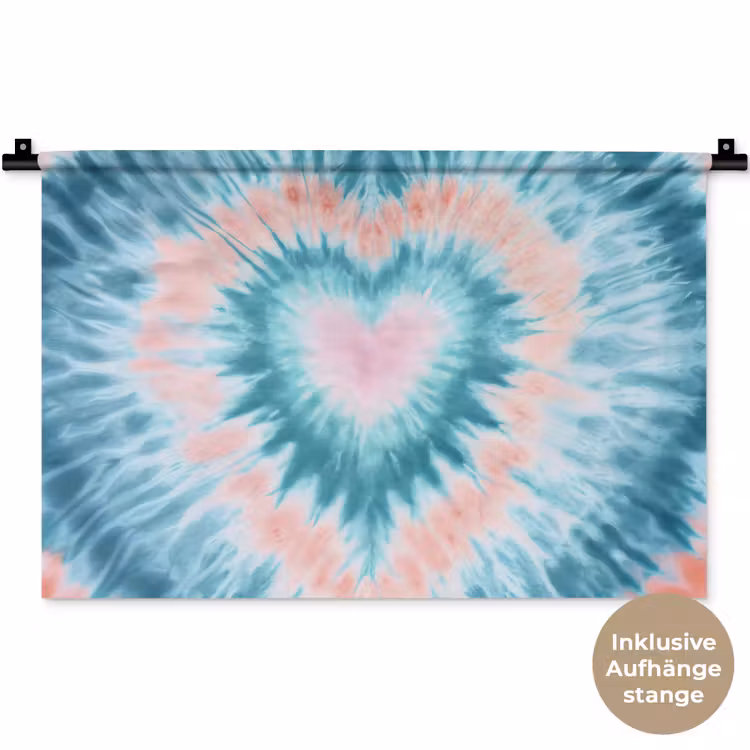 Hartvormig - Tie dye - Pasteltinten - Lichtgroen Wandkleed katoen klein -t3d_DE