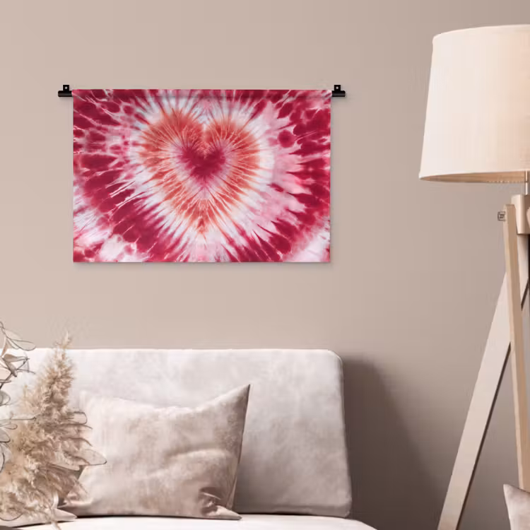 Hartvorm - Roze - Tie dye Wandkleed katoen klein -sfeer4