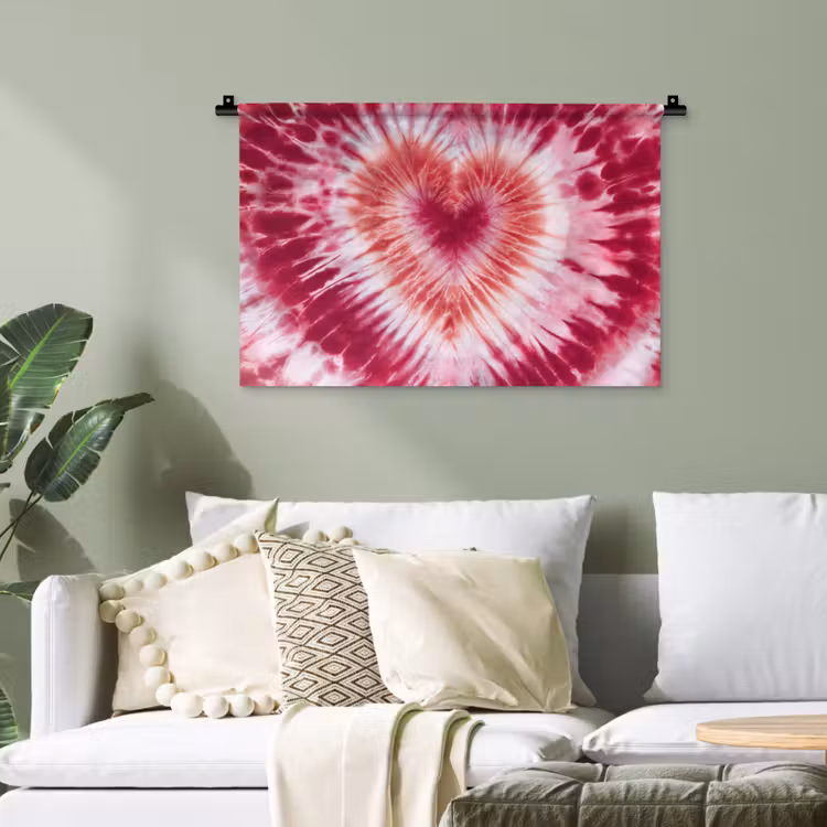 Hartvorm - Roze - Tie dye Wandkleed katoen klein -sfeer7