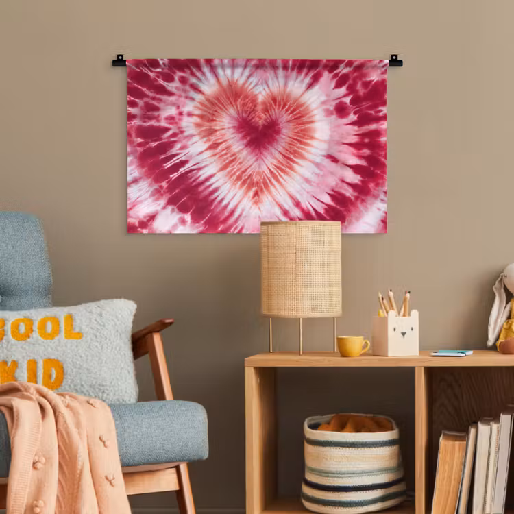 Hartvorm - Roze - Tie dye Wandkleed katoen klein -wsfeer4_kind