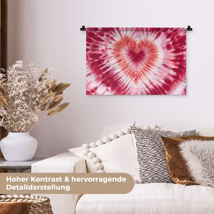 Hartvorm - Roze - Tie dye Wandkleed katoen klein -tsfeer1_DE